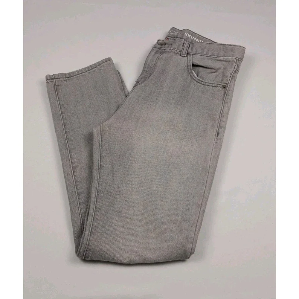 Childrens Place PLACE Mens Boys Size 12 Husky Gray Skinny Leg Denim Jeans